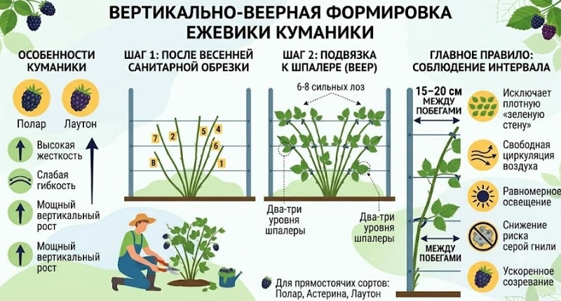 Формировка ежевики на шпалере: пошаговая схема для богатого урожая