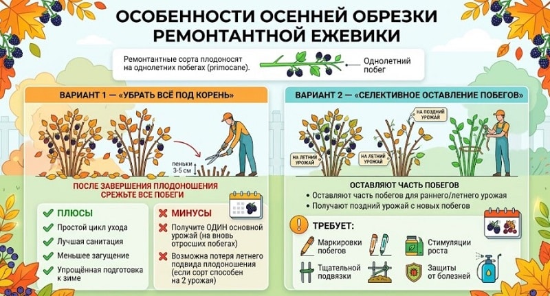 Как обрезать ежевику осенью, чтобы куст хорошо плодоносил: пошаговая инструкция и схемы формирования