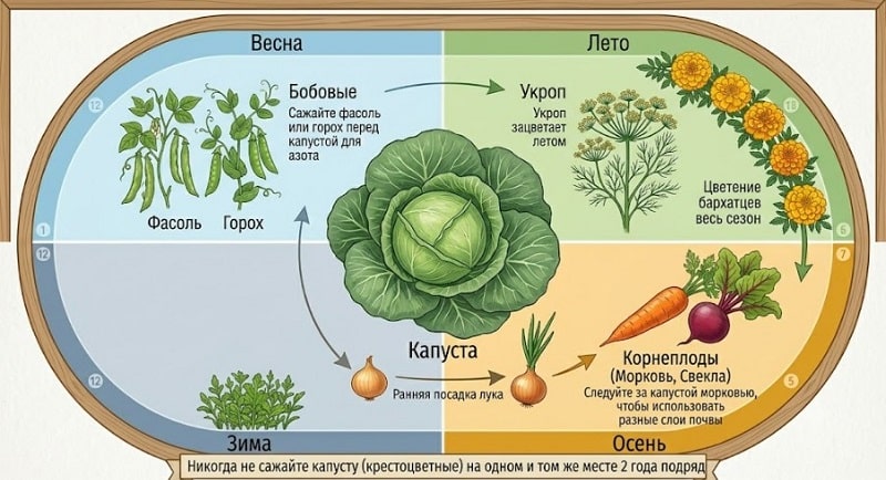 Что посадить с капустой: соседи для крупного урожая и защиты от вредителей