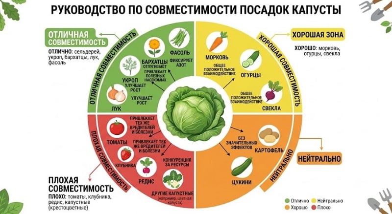Что посадить с капустой: соседи для крупного урожая и защиты от вредителей