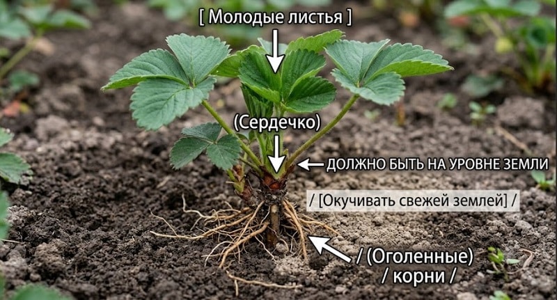 Строение саженца клубники