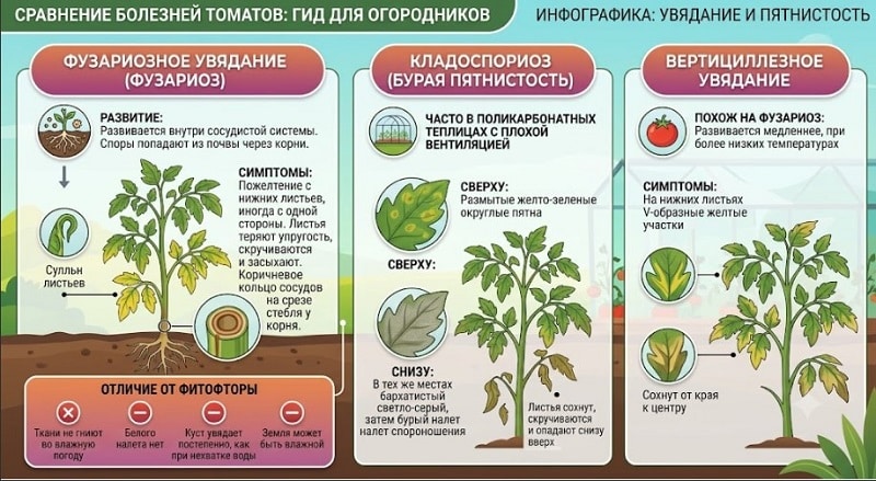 Инфографика: увядание и пятнистость на помидорах