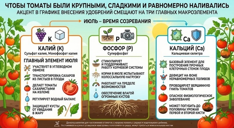 Какие минеральные удобрения нужны томатам в середине лета